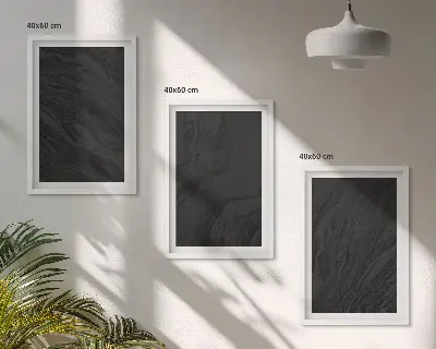 Gerahmtes Bilderset dunkler Marmor mit eleganten Texturen
