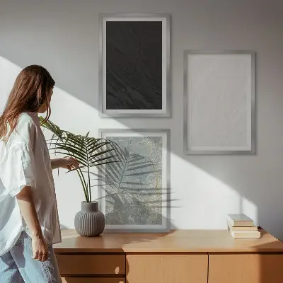 3er-Set Bilder mit Rahmen mit dem Motiv Die Farben eleganter Steinstrukturen