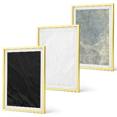 3er-Set Bilder mit Rahmen mit dem Motiv Die Farben eleganter Steinstrukturen