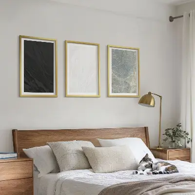 3er-Set Bilder mit Rahmen mit dem Motiv Die Farben eleganter Steinstrukturen