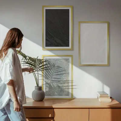 3er-Set Bilder mit Rahmen mit dem Motiv Die Farben eleganter Steinstrukturen