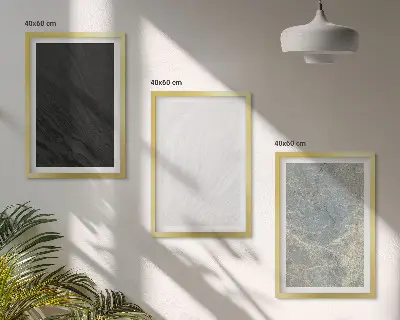 3er-Set Bilder mit Rahmen mit dem Motiv Die Farben eleganter Steinstrukturen