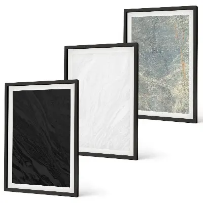 3er-Set Bilder mit Rahmen mit dem Motiv Die Farben eleganter Steinstrukturen
