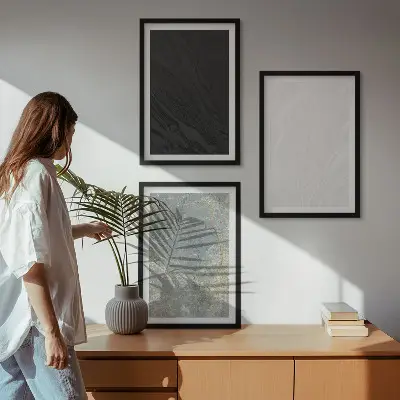3er-Set Bilder mit Rahmen mit dem Motiv Die Farben eleganter Steinstrukturen