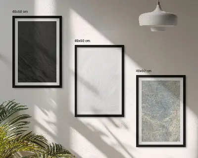 3er-Set Bilder mit Rahmen mit dem Motiv Die Farben eleganter Steinstrukturen