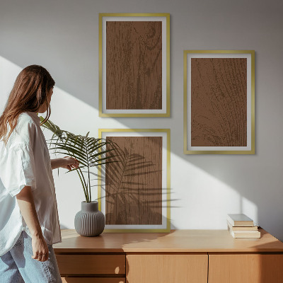 Gerahmtes bilderset Holzstruktur, Rinde, Minimalismus