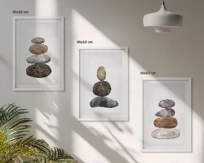 Gerahmtes Bilderset mit minimalistischen Boho-Steinen