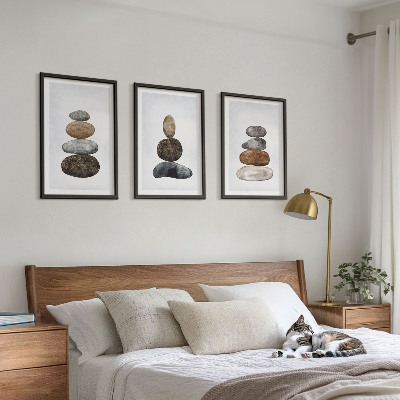 Gerahmtes bilderset Minimalistische Boho-Steine