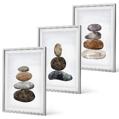 Gerahmtes bilderset Minimalistische Boho-Steine