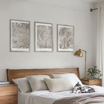 Moderne Formen Malerei 3er-Set mit Rahmen