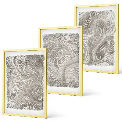 Moderne Formen Malerei 3er-Set mit Rahmen
