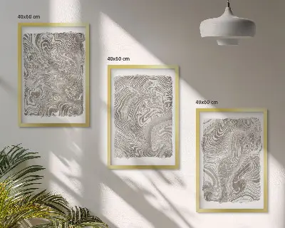 Moderne Formen Malerei 3er-Set mit Rahmen