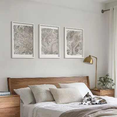 Moderne Formen Malerei 3er-Set mit Rahmen