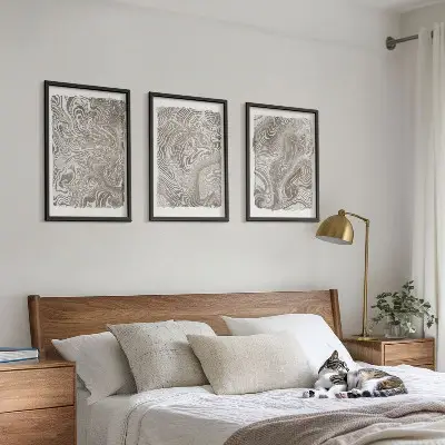 Moderne Formen Malerei 3er-Set mit Rahmen