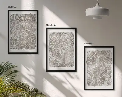 Moderne Formen Malerei 3er-Set mit Rahmen