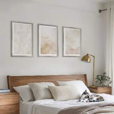 Gerahmtes Bilderset mit modischen Pastelltexturen