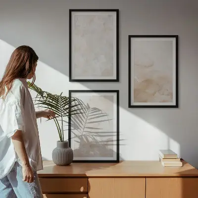 Gerahmtes Bilderset mit modischen Pastelltexturen