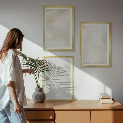 Gerahmtes Bilderset in leuchtenden Farben im abstrakten Boho-Stil