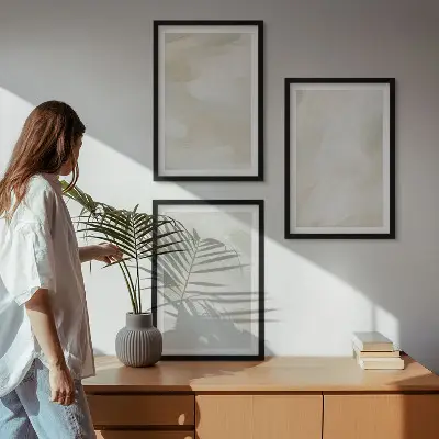 Gerahmtes Bilderset in leuchtenden Farben im abstrakten Boho-Stil