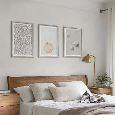 3er-Set Bilder mit Rahmen mit leichten Boho-Sandtexturen