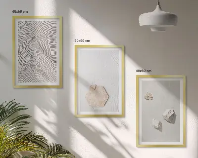 3er-Set Bilder mit Rahmen mit leichten Boho-Sandtexturen