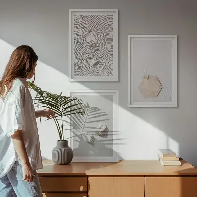3er-Set Bilder mit Rahmen mit leichten Boho-Sandtexturen