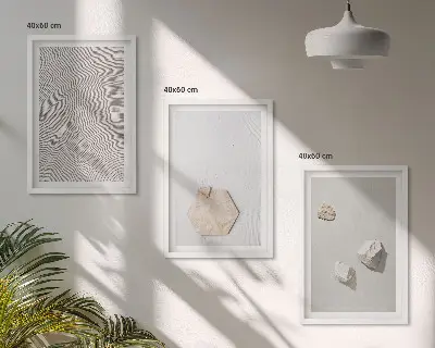 3er-Set Bilder mit Rahmen mit leichten Boho-Sandtexturen