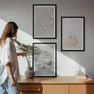 3er-Set Bilder mit Rahmen mit leichten Boho-Sandtexturen