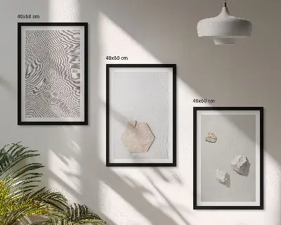3er-Set Bilder mit Rahmen mit leichten Boho-Sandtexturen