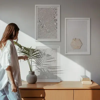 Gerahmtes Bilderset mit leichten Boho-Sandtexturen