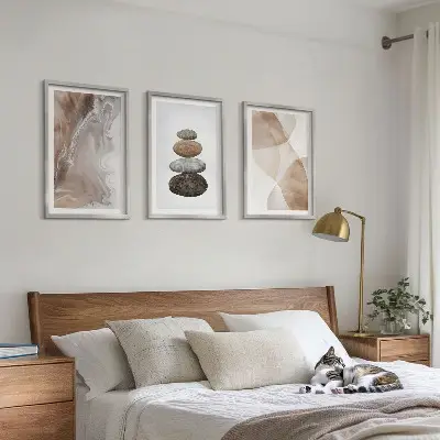 Abstrakte Pastellformen 3er-Set Bilder mit Rahmen