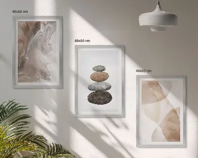 Abstrakte Pastellformen 3er-Set Bilder mit Rahmen