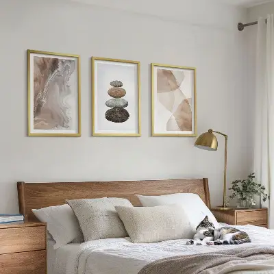 Abstrakte Pastellformen 3er-Set Bilder mit Rahmen