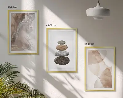 Abstrakte Pastellformen 3er-Set Bilder mit Rahmen