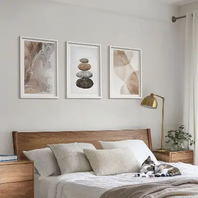 Abstrakte Pastellformen 3er-Set Bilder mit Rahmen