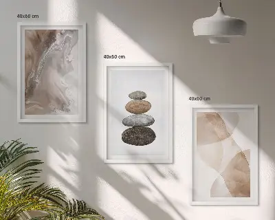 Abstrakte Pastellformen 3er-Set Bilder mit Rahmen