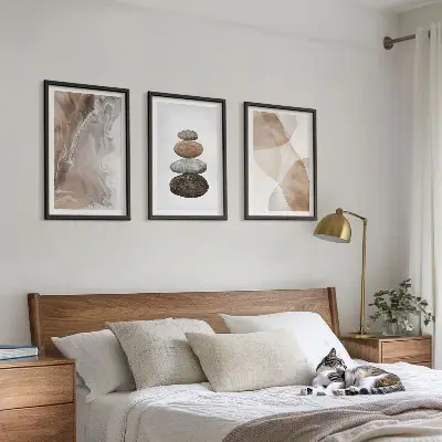 Abstrakte Pastellformen 3er-Set Bilder mit Rahmen