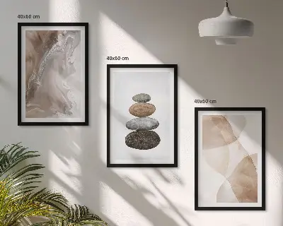 Abstrakte Pastellformen 3er-Set Bilder mit Rahmen