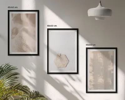 Gerahmtes Bilderset mit subtilen Texturen im Boho-Natur-Stil