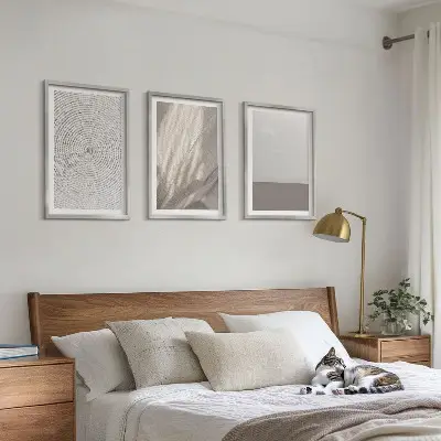3er-Set Bilder mit Rahmen mit natürlichen Boho-Texturen