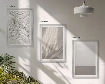 3er-Set Bilder mit Rahmen mit natürlichen Boho-Texturen