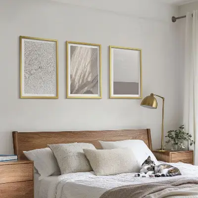 3er-Set Bilder mit Rahmen mit natürlichen Boho-Texturen