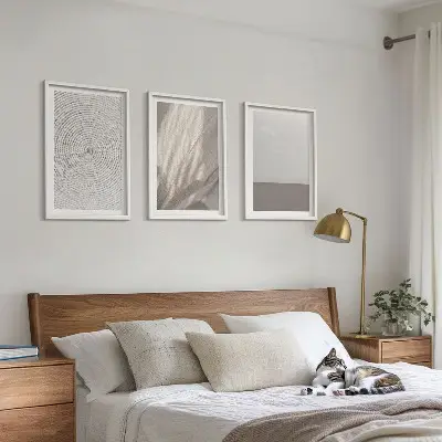 3er-Set Bilder mit Rahmen mit natürlichen Boho-Texturen