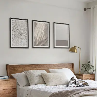 3er-Set Bilder mit Rahmen mit natürlichen Boho-Texturen