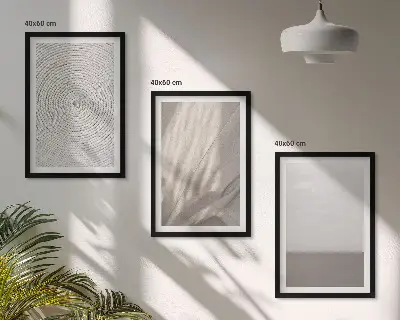 3er-Set Bilder mit Rahmen mit natürlichen Boho-Texturen