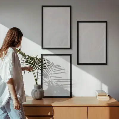 Gerahmtes Bilderset mit eleganter Marmorstruktur