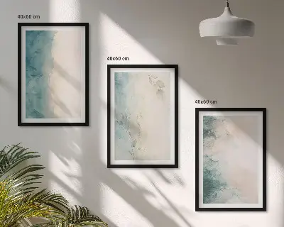 Minimalistisches 3er-Set Wandbilder auf Aquarellleinwand mit Rahmen