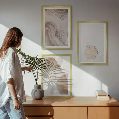 Gerahmtes Bilderset mit Designerabstraktion der Natur