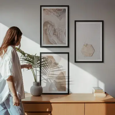 Gerahmtes Bilderset mit Designerabstraktion der Natur