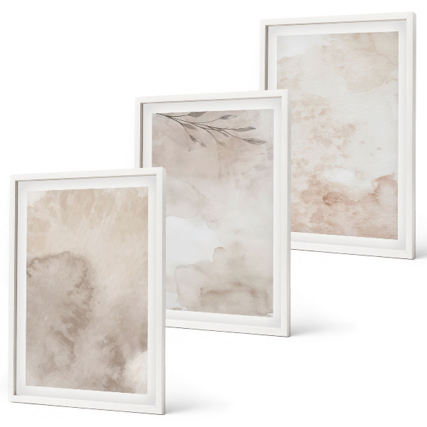 Bilder-3er-set mit rahmen Verschüttete Boho-Aquarellfarben